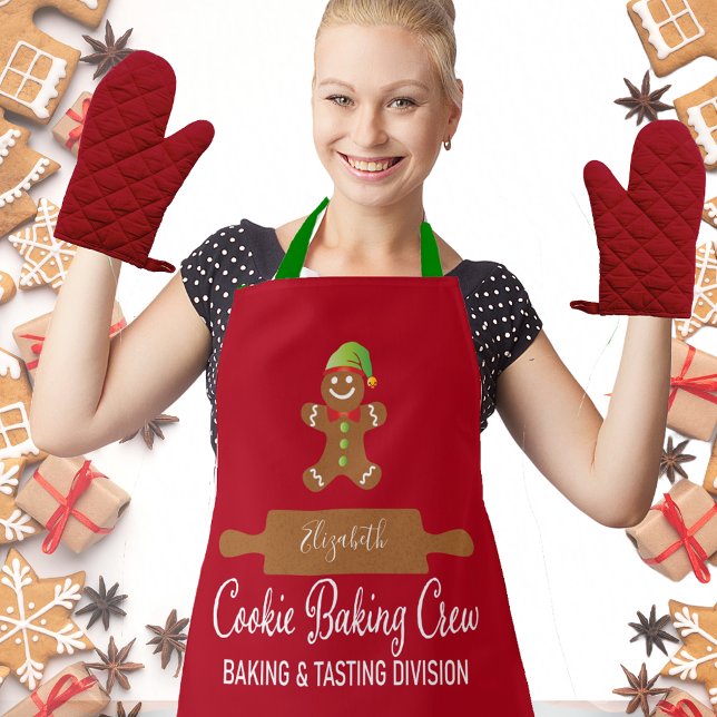 Tablier Cookie Baking Crew Red Christmas (Christmas Holiday Cookie Baking Kitchen Apron)