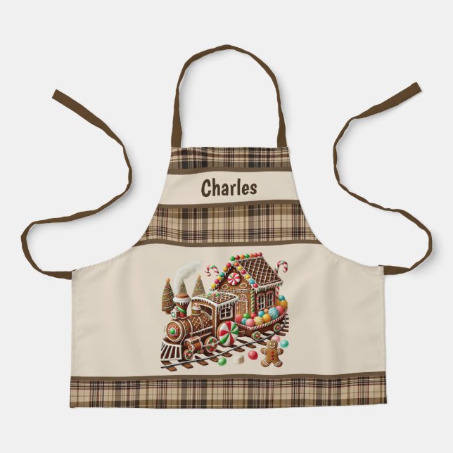 Tablier cookie cool train de Noël unisex enfants ajouter u (Recto)