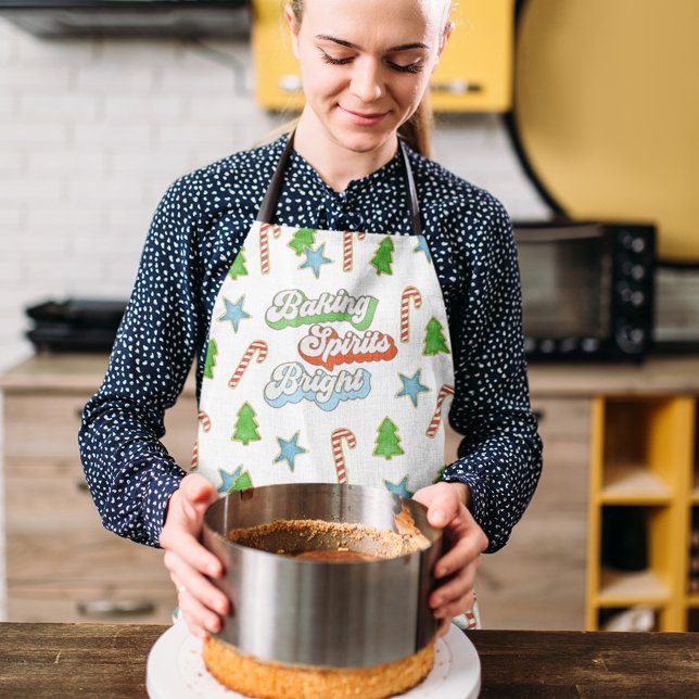 Tablier Cookies de Noël Baking Spiritas brillant (Baking Spirits Bright Christmas Cookies Pattern Apron.)