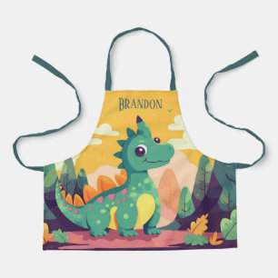 Tablier Cool enfants dinosaures amoureux ajouter le nom
