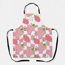 Tablier Cool Pink Kitchen Fraises À damiers Design