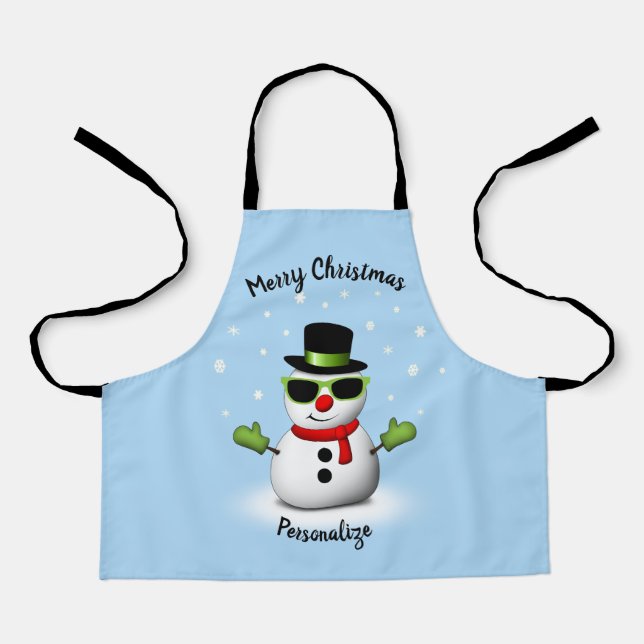 Tablier Cool Snowman Adorable Smirk Noël Personnaliser (Recto)