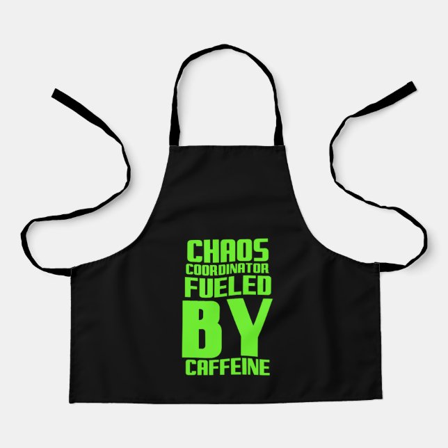 Tablier Coordinateur du Chaos alimenté par la caféine drôl (Recto)