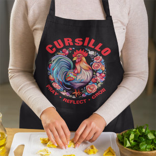 Tablier Coq Cursillo avec Roses Priez Réfléchissez Grandis