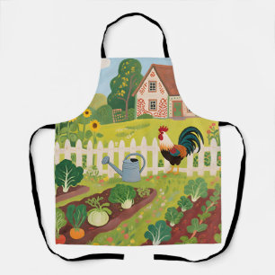 Tablier Coq de jardin de ferme coloré