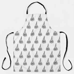 Tablier Coq tribal noir et blanc