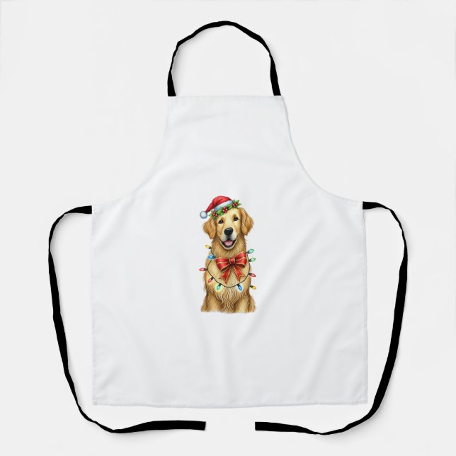 Tablier Coquette Chien retrieur d'or Mignonne Noël de Bow  (Recto)