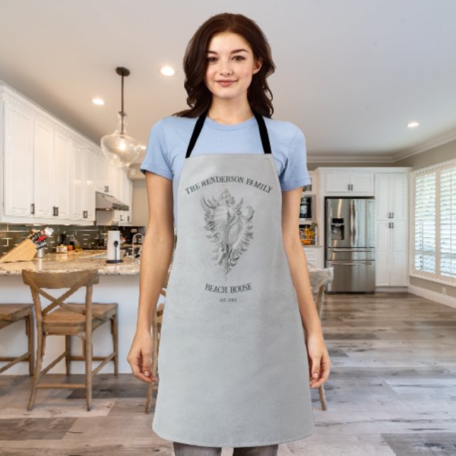 TabLIER Coquille conque grise (Gray Conch Shell Personalized Apron)