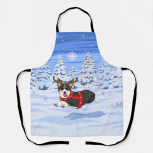 Tablier Costume de renne de Noël Corgi noir mignon