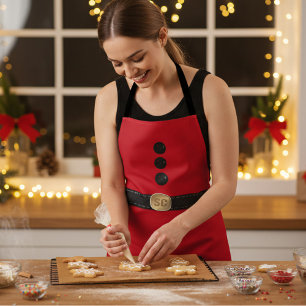 Tablier Costume d'elfe de Noël rouge Monogramme Aire de va