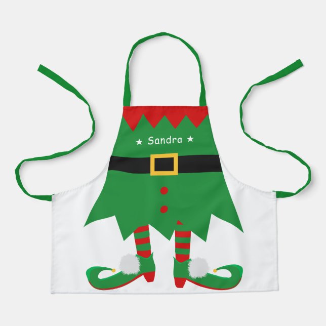 Tablier Costume elfe de Noël Père Noël petite aide mignonn (Recto)