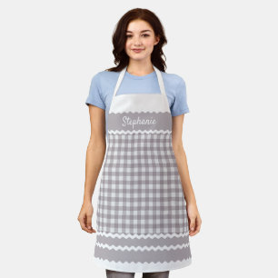 Tablier Cottage gris mauve-mauve sur mesure En vichy Plaid