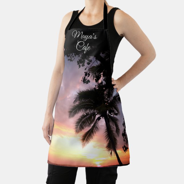 Tablier Coucher de soleil romantique de palmier personnali (Insitu)