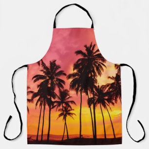 Tablier Coucher de soleil tropical : Silhouette de palme s