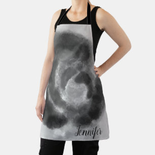 Tablier Couleur d'aquarelle noire et blanche personnalisée