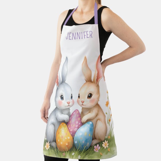 Tablier Couleur d'eau douce personnalisée Bunnies de Pâque (Insitu)