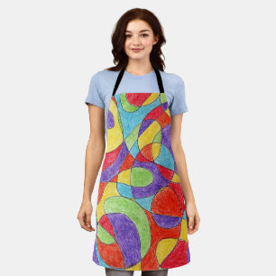 Tablier Couleurs arc-en-ciel Motif de doodle Crayon tiré à