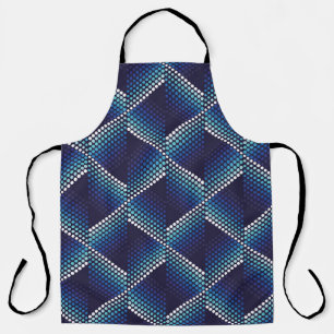 Tablier Couleurs bleues Motif géométrique ondulé