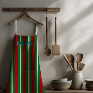 Tablier Couleurs de vacances Vert Rouge Blanc Rayures