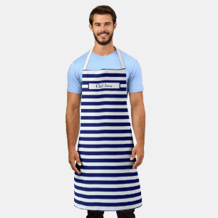 Tablier Couleurs DIY Horiz Stripe Navy Blanc