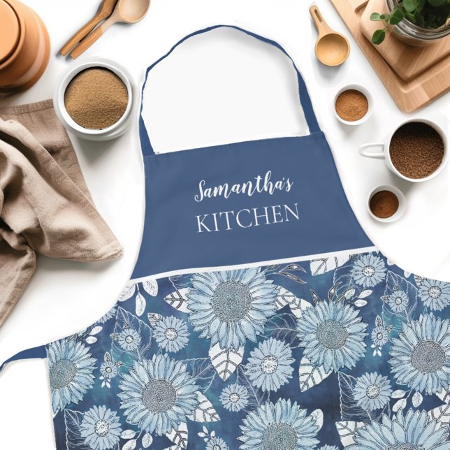 Tablier Country Sunflower Nom de la femme Apron (Get creative in the kitchen with our personalized Country Sunflower Womens apron! )