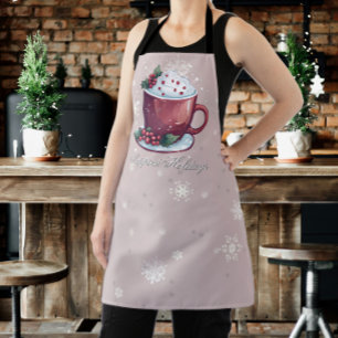 Tablier Coupe de Noël de chocolat chaud   Rose pâle