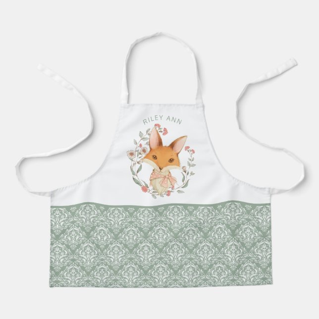 Tablier Coupe de renard de bois mignon et modèle Damas ave (Recto)