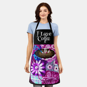 Tablier Coupe Whimsical de café Peinture Abstraite Purple