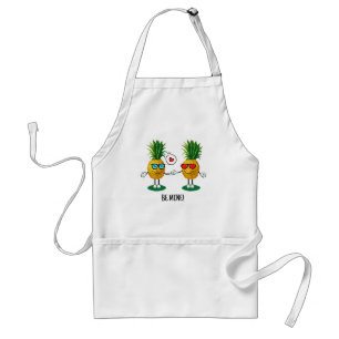 Tablier Couple d'amour d'emoji d'ananas personnalisé