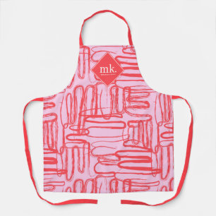 Tablier Courbe Rose Gribouillis Abstrait Fille Moderne