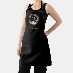 Tablier Couronne de monogramme élégant Noël Chic Noir