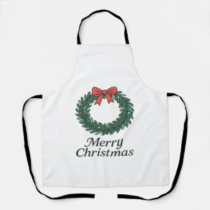 Tablier Couronne de Noël Classique – Joyeux Noël Minimalis
