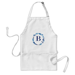 Tablier Couronne florale bleue 'B'
