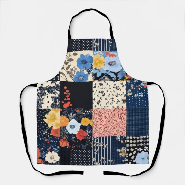 Tablier Courte classique patchwork - Botaniques audacieuse (Recto)