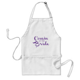 Tablier Cousin de mariée violet sur blanc