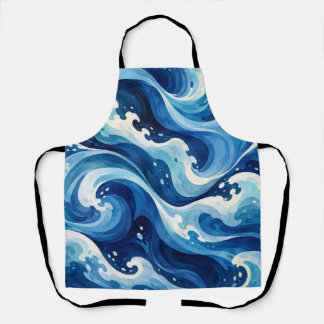 Tablier Coussin de jet abstrait Vagues de l'océan bleu Aqu