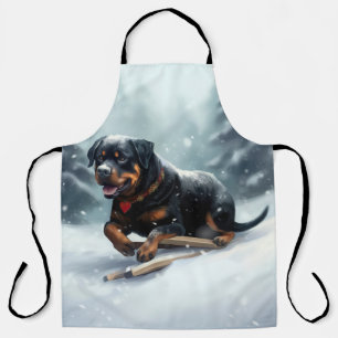 Tablier Coussin décoratif Rottweiler Noël neige hiver