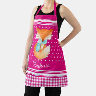 Tablier Coussin Fox avec foulard d'art nom rose blanc