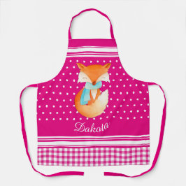 Tablier Coussin Fox avec foulard d'art nom rose blanc