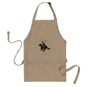 Tablier Cowboy sur buccking cheval courir avec lasso