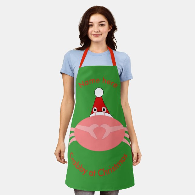 Tablier Crabe de Noël personnalisé (Porté)