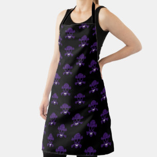 Tablier Crâne et os croisés à Parties scintillant violet
