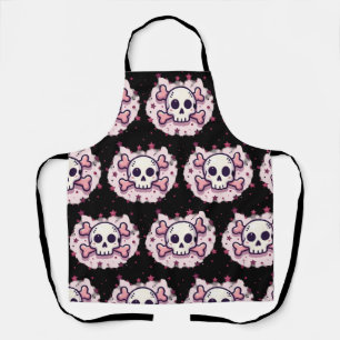 Tablier Crâne et Os en Rose Pastel