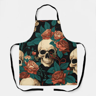Tablier crâne et Rose