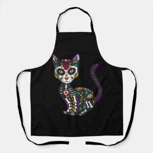 Tablier Crâne sucre Chat mexicain Halloween Jour De La Mo