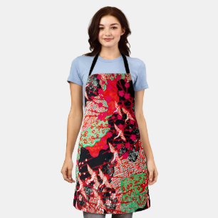Tablier CRANES DE VOL, FLEURS DE PRINTEMPS Rouge Floral Ja