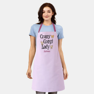 Tablier Crazy Corgi Lady Cute Pink Monogramme