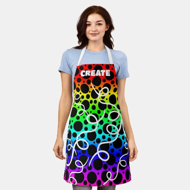 Tablier CREATE Rainbow Polka Dotée Apron (Porté)