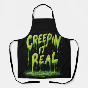 Tablier "Creepin it Real", humoristique typographie mince
