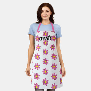 Tablier Créer Fun Floral Blanc et Rose Apron